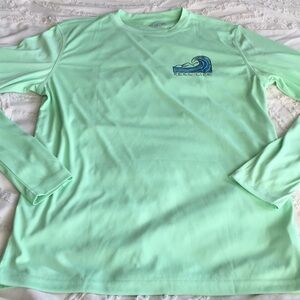 Reel Life Mint Green Performance Tee with Wave Graphic